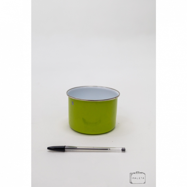 CACHEPÔ DE METAL VERDE LIMÃO INTERIOR BRANCO