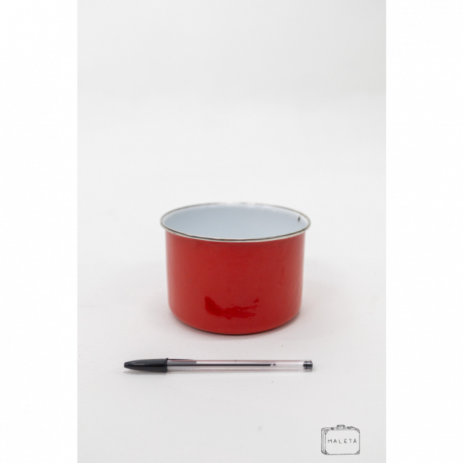 CACHEPÔ DE METAL VERMELHO INTERIOR BRANCO