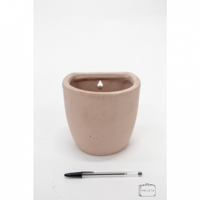 CACHEPÔ DE CERÂMICA ROSA CLARO DE PAREDE