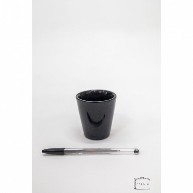 MINI CACHEPÔ DE CERÂMICA PRETO BRILHANTE