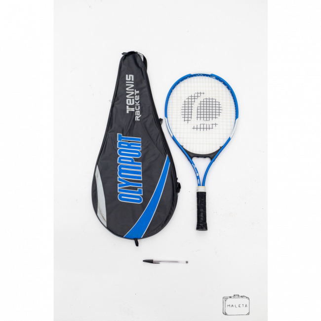RAQUETE DE TÊNIS AZUL DETALHE PRATA COM CASE (OLYMPORT)