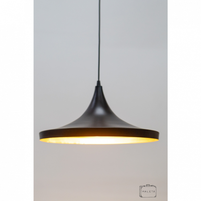 LUMINÁRIA PENDENTE CHAPÉU FRANCÊS PRETA INTERIOR DOURADO - D0,36