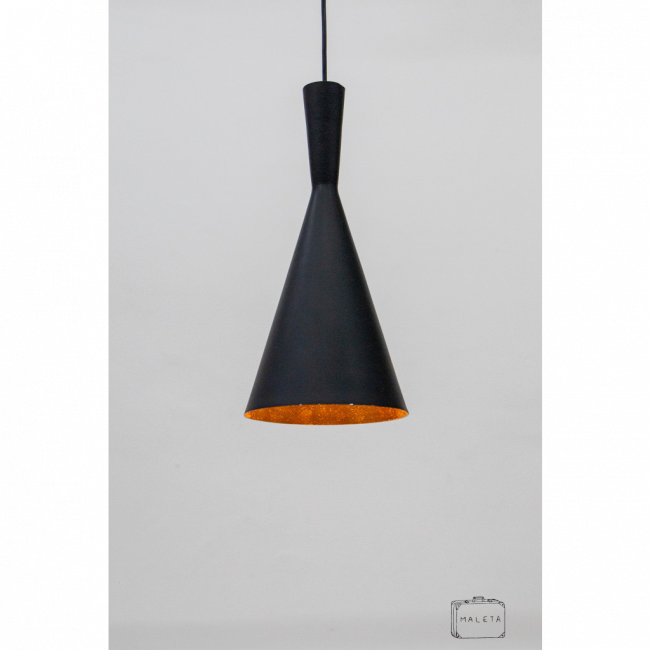 LUMINÁRIA PENDENTE BEAT SHADE PRETA INTERIOR DOURADO - D0,19XA0,40