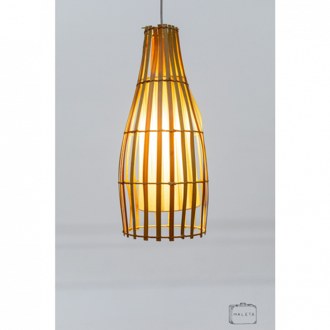 LUMINÁRIA PENDENTE ESTILO GARRAFA MADEIRINHA - D0,23XA0,57