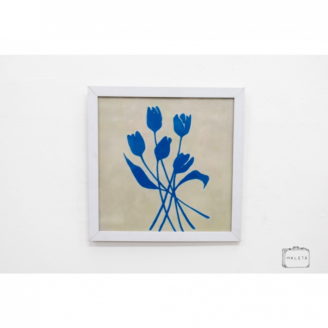 QUADRO FLORES TULIPAS AZUL - 30X30