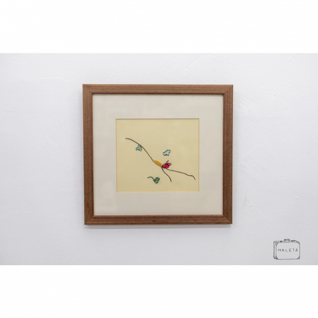 QUADRO BORBOLETINHAS COSTURADAS - 33X31
