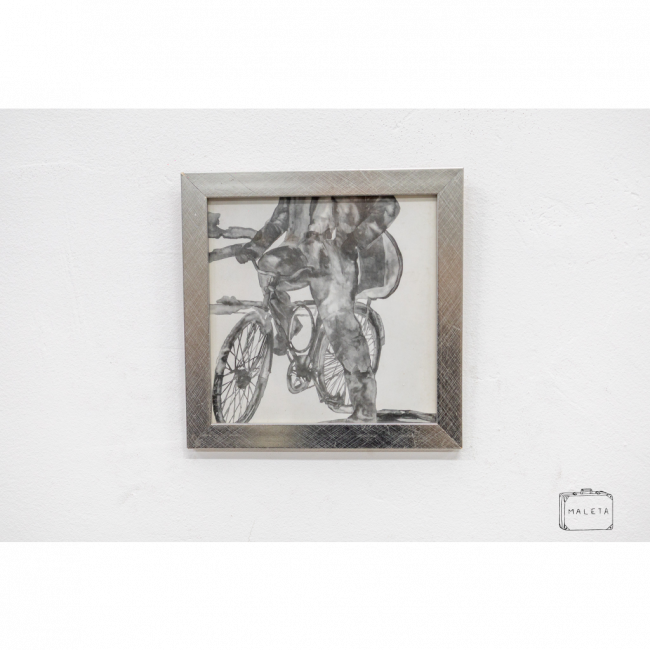 QUADRO BICICLETA COM HOMEM - 23X23