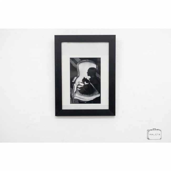 QUADRO SOMBRA GATO E HOMEM - 18X24