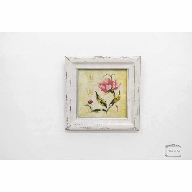 QUADRO FLOR ROSA - 22X22