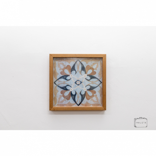 QUADRO AZULEJO AZUL E ROSA - 33X33