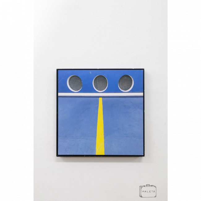 QUADRO ESTRADA AZUL FAIXA AMARELA - 31X31
