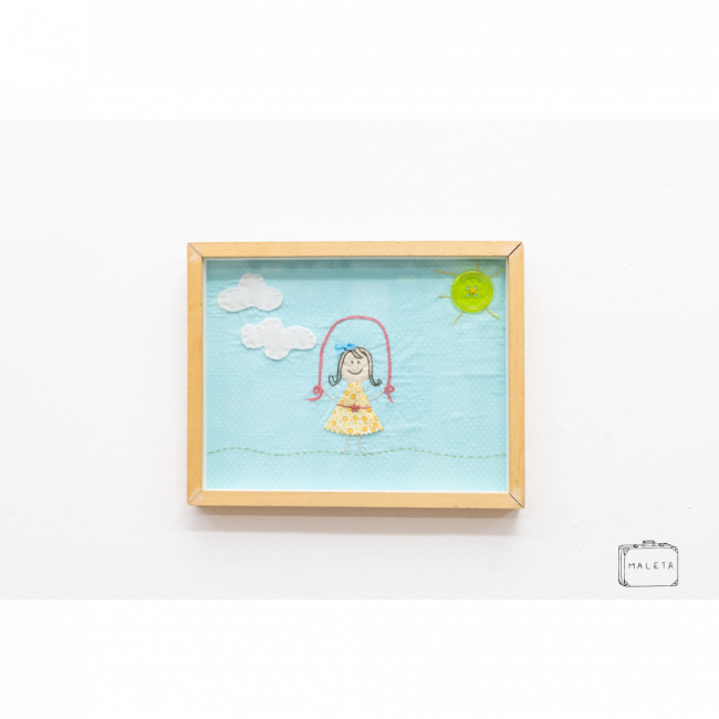 QUADRO MENININHA PULANDO CORDA - 32X25