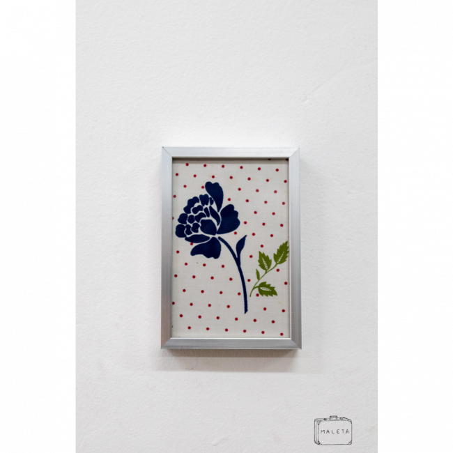 QUADRO ROSA AZUL FUNDO BOLINHAS - 11X16