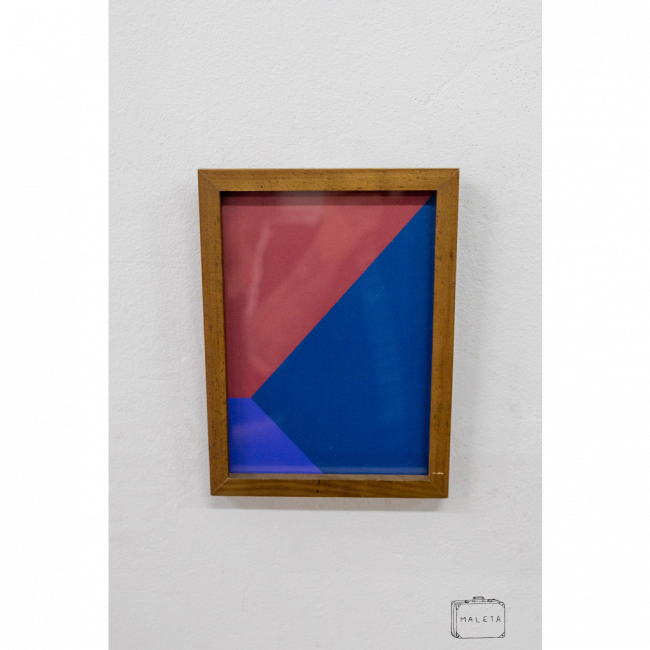 QUADRO GEOMÉTRICO AZUL E VERMELHO - 17X23