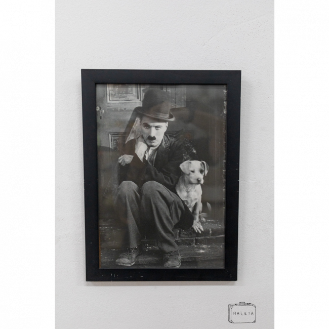QUADRO CHAPLIN E CACHORRO - 24X34