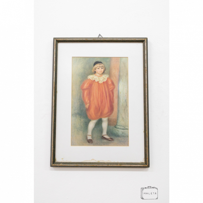 QUADRO MENINO MACACÃO VERMELHO - 30X40