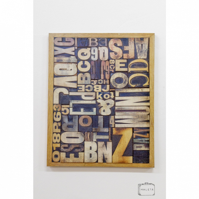 QUADRO MADEIRA LETRAS - 40X50