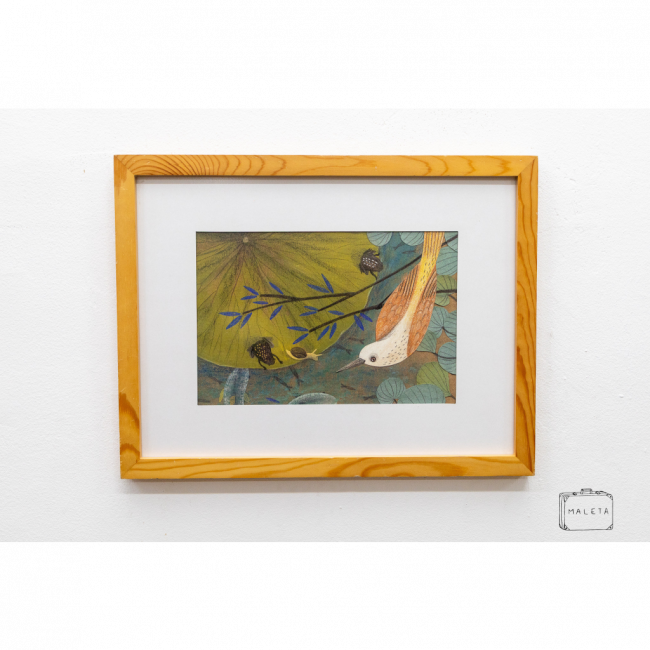 QUADRO PÁSSARO/SAPO/CARAMUJO - 43X33