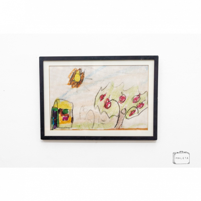 QUADRO DESENHO INFANTIL ÁRVORE DE MAÇÃ - 47X33