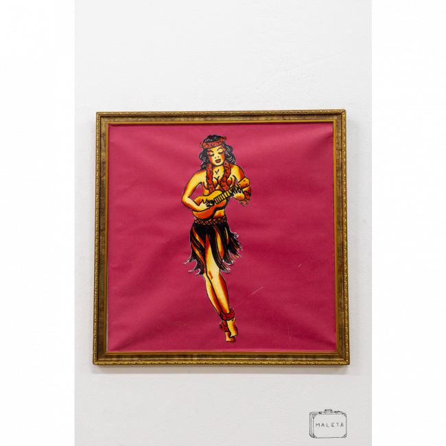 QUADRO HAVAIANA TOCANDO UKULELE - 41X41