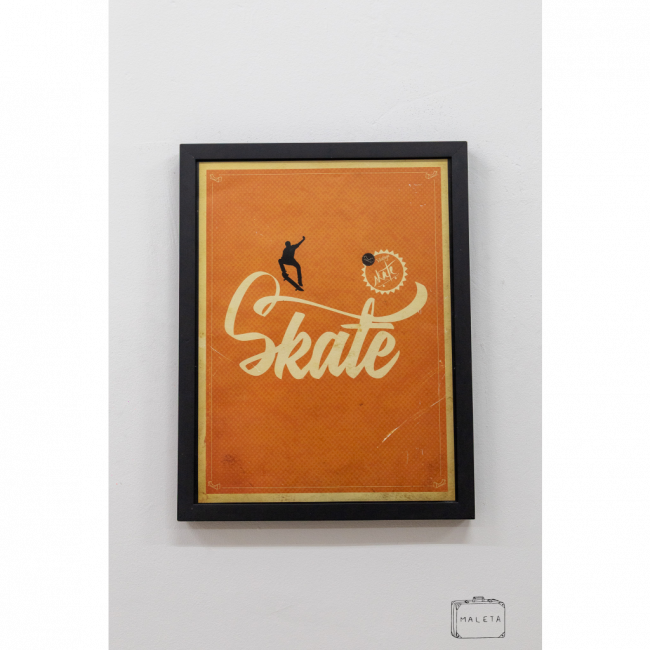 QUADRO SKATE FUNDO LARANJA - 39X50