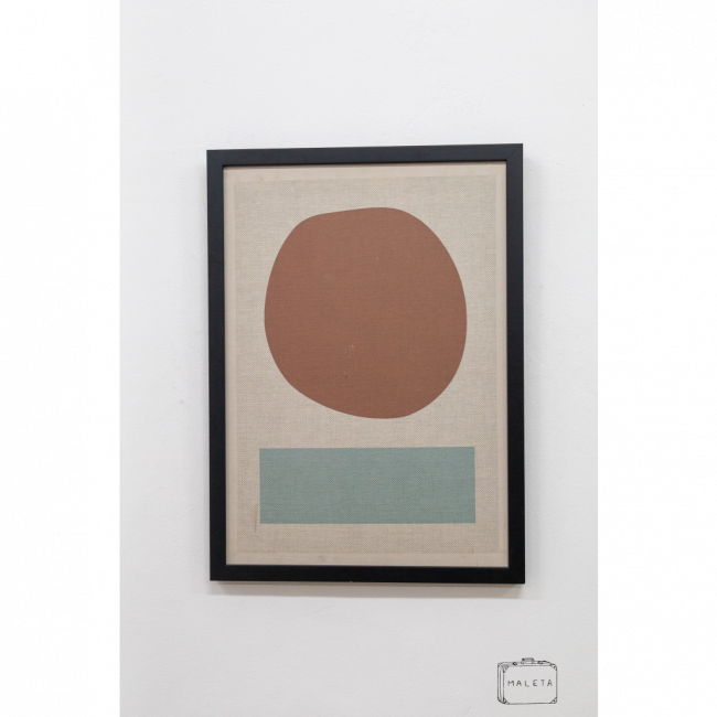 QUADRO BOLA ROSA RETÂNGULO AZUL - 42X58