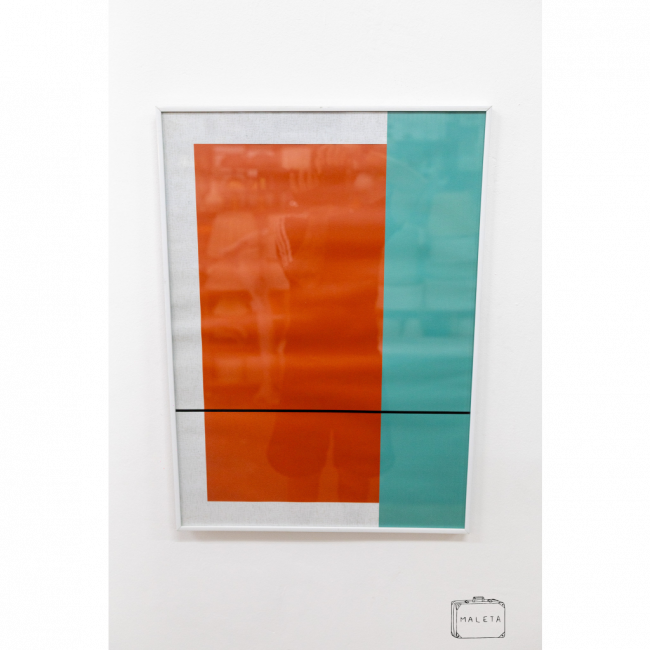 QUADRO RETÂNGULO VERMELHO E VERDE ÁGUA - 51X71