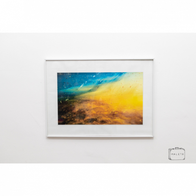 QUADRO AMARELO/AZUL/MARROM - 71X51