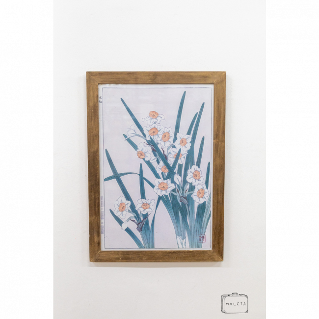 QUADRO FLOR BRANCA MEIO AMARELO - 48X67