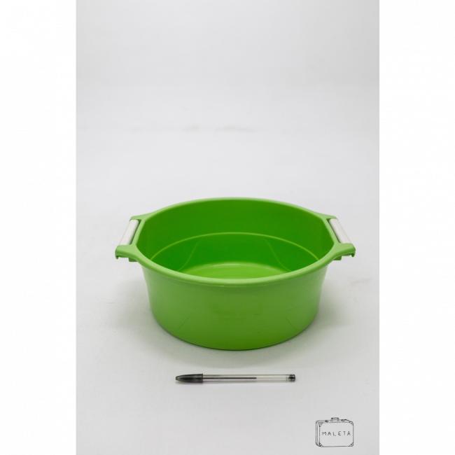 BACIA PLÁSTICO VERDE LIMÃO ALÇA BRANCA - MÉDIA