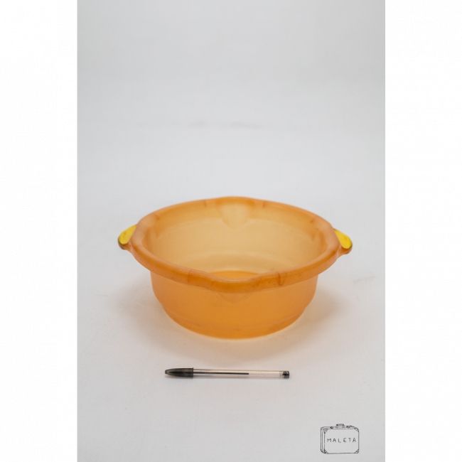 BACIA PLÁSTICO LARANJA CRYSTAL ALÇA AMARELA - MÉDIA