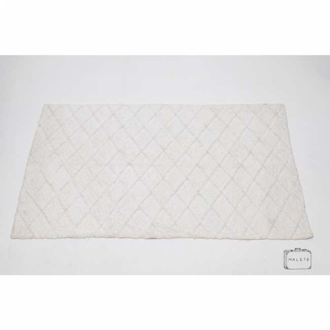 TAPETE FELPUDO BRANCO LOSANGO - 1,04X1,90