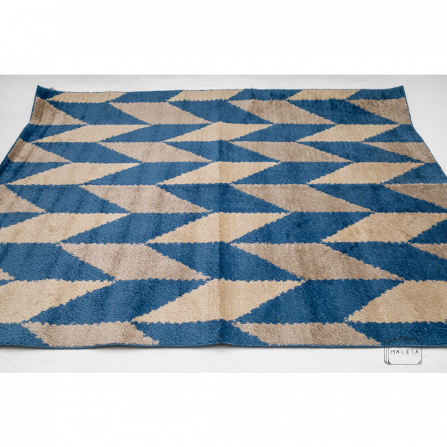 TAPETE LOSANGO AZUL AREIA BEGE - 2,00X2,50