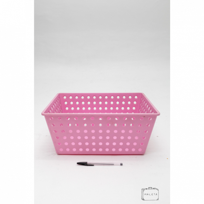 CESTO ORGANIZADOR RETANGULAR ROSA COM FURINHOS