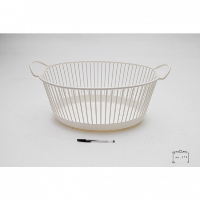 CESTO DE PLÁSTICO BRANCO OVAL COM ALÇA