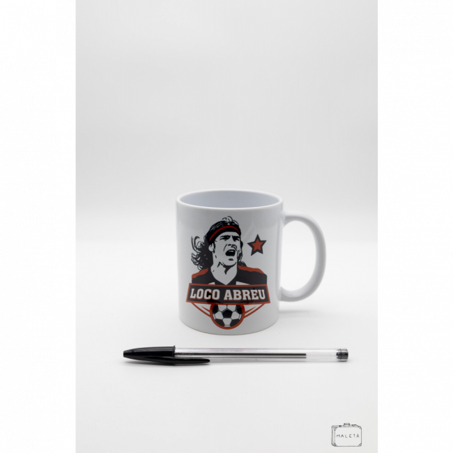 CANECA DE CERÂMICA BRANCA LOCO ABREU DETALHE ESTRELA VERMELHA