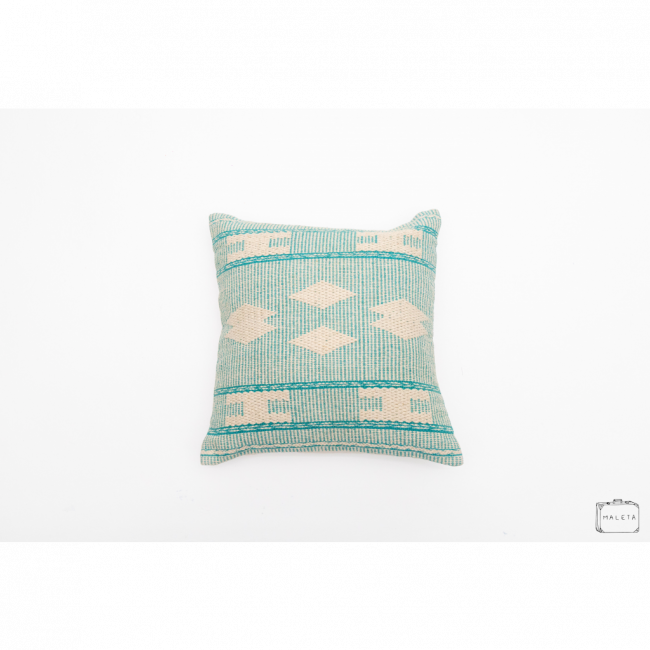 ALMOFADA CREME VERDE LISTRADINHA BORDADA - 45X45