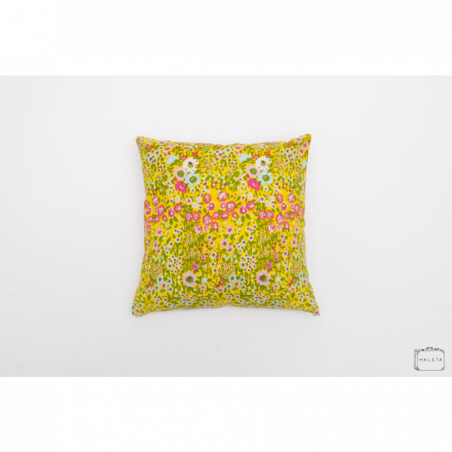 ALMOFADA AMARELA FLORIDINHA - 45X45