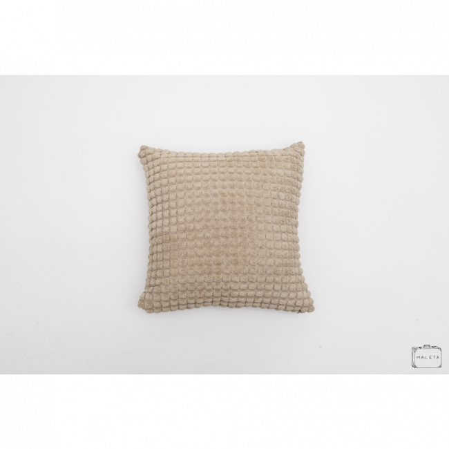 ALMOFADA BEGE VELUDO TEXTURA BOLINHAS - 43X43