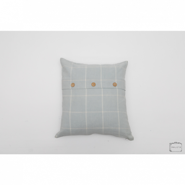 ALMOFADA AZUL CLARA QUADRICULADA DETALHE BOTÕES - 45X45