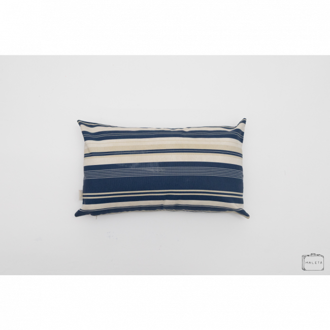 ALMOFADA BRANCA LISTRAS AZUL ESCURA - 50X30