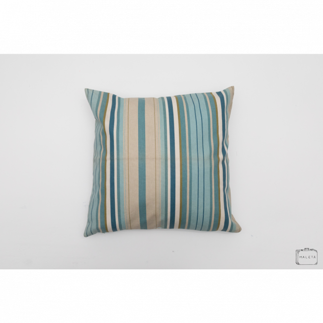 ALMOFADA LISTRA AZUL/BEGE - 50X50