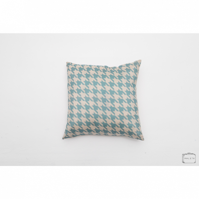 ALMOFADA CREME ESTAMPA AZUL CLARO - 40X40