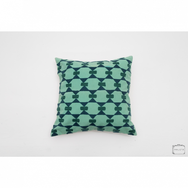 ALMOFADA ESTAMPADA VERDE E AZUL - 45X45