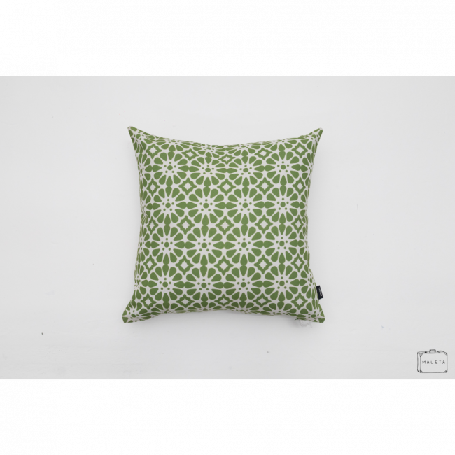 ALMOFADA VERDE ESTAMPADA - 45X45