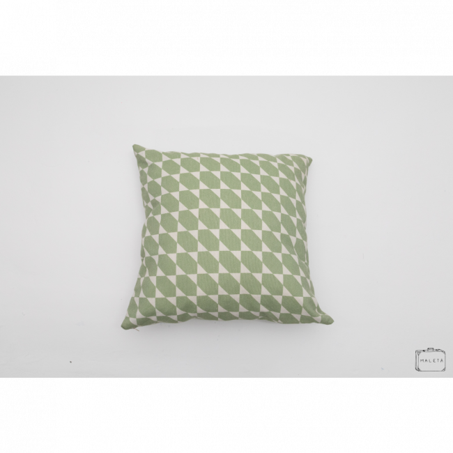 ALMOFADA ESTAMPADA VERDE E CREME - 50X50