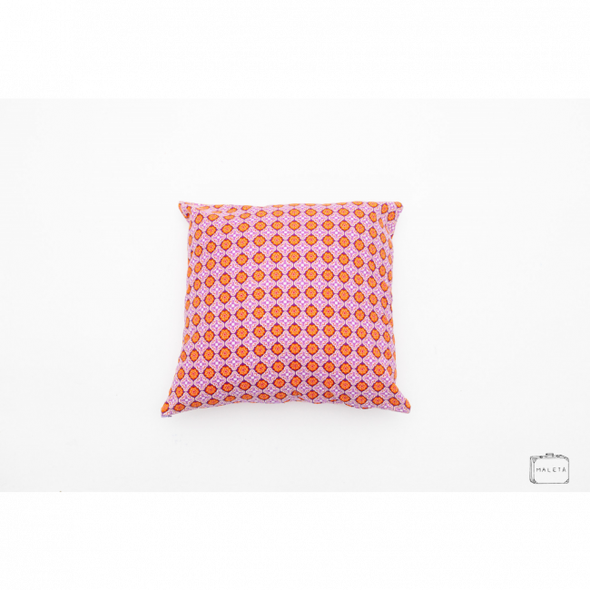 ALMOFADA ROSA ESTAMPA LARANJA - 45X45