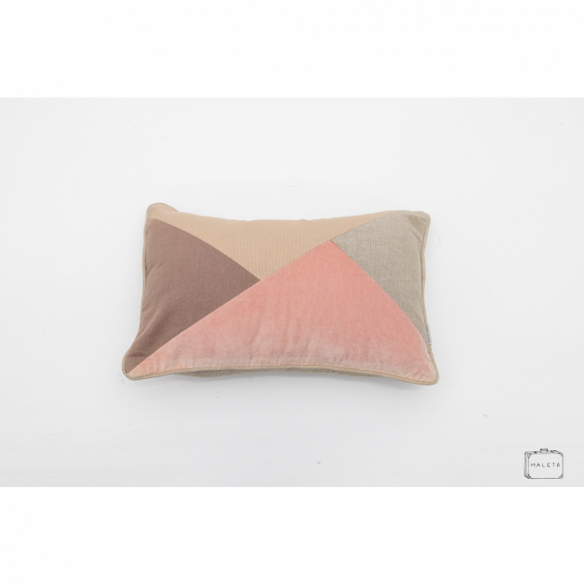 ALMOFADA GEOMÉTRICA ROSA/CREME/CINZA/MARROM - 50X30