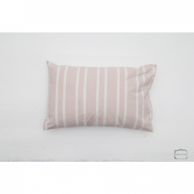 ALMOFADA LISTRAS CREME E ROSA - 50X30
