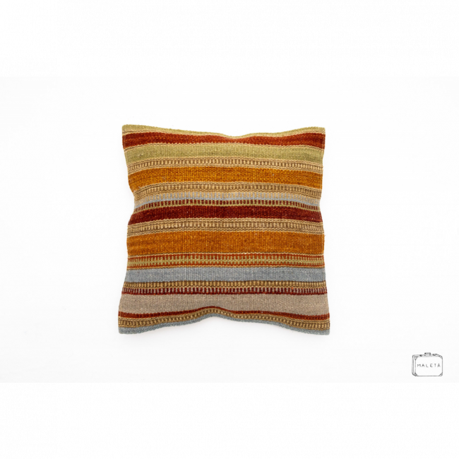 ALMOFADA LISTRAS VERMELHO/AZUL/MARROM - 45X45